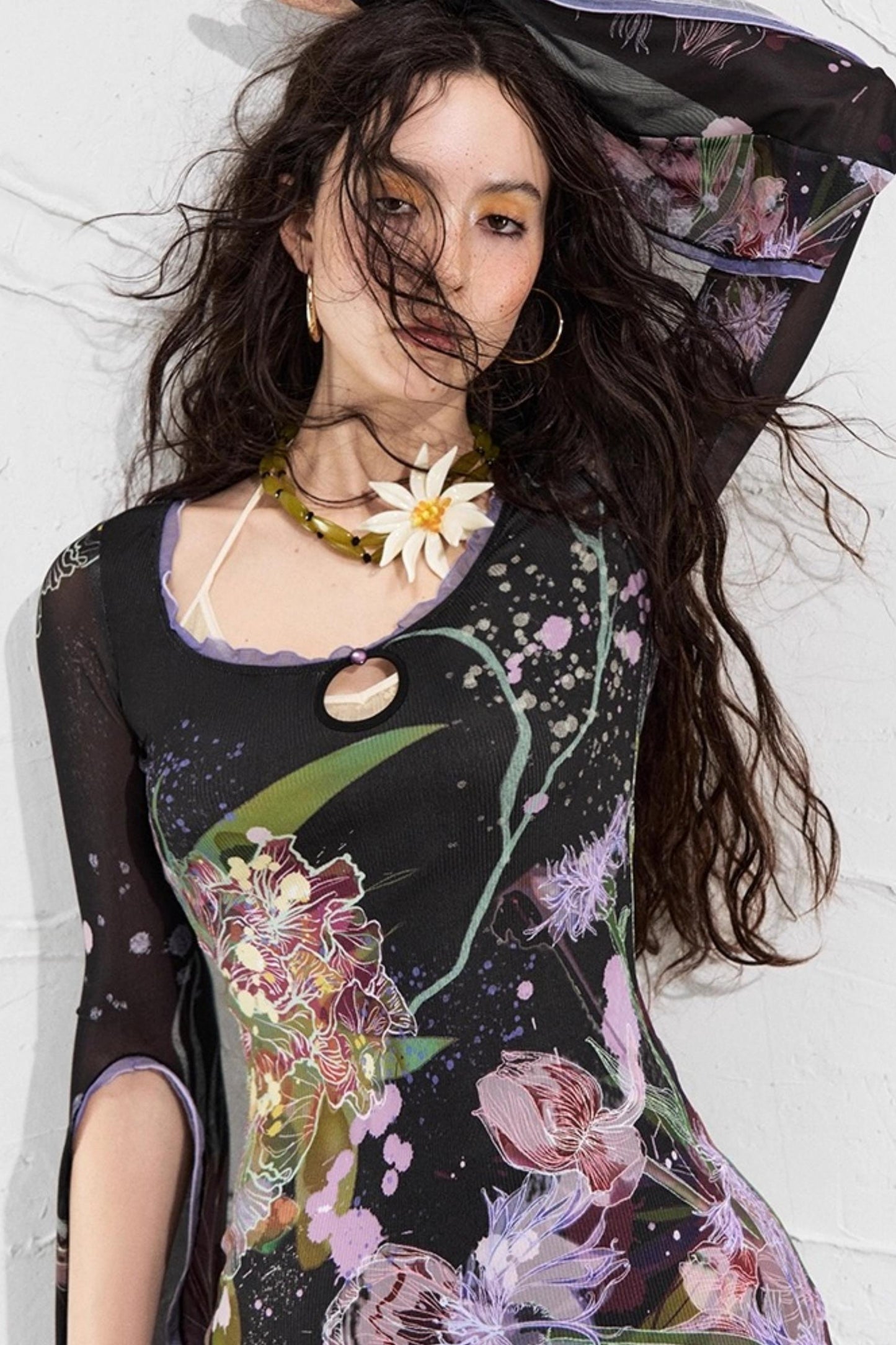 Floral Elegance Side-Slit Dress