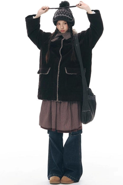 Corduroy Plush Patchwork Jacket