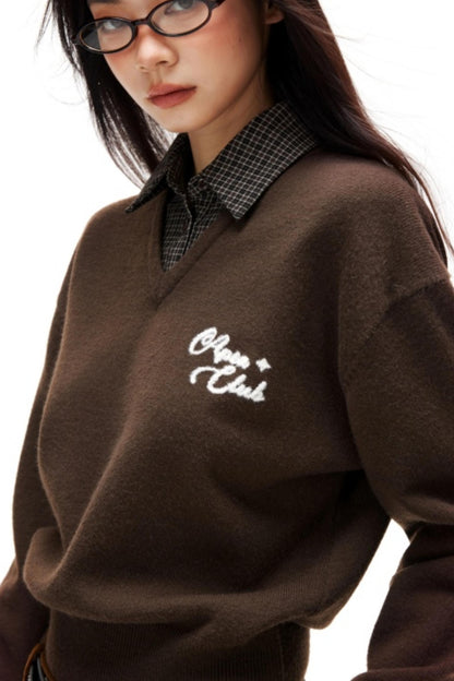 Plaid Patchwork Knit Sweater