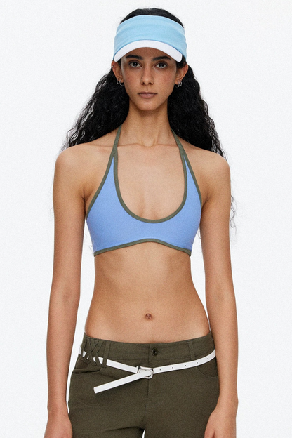 Lace-Up Striped Halter Bikini
