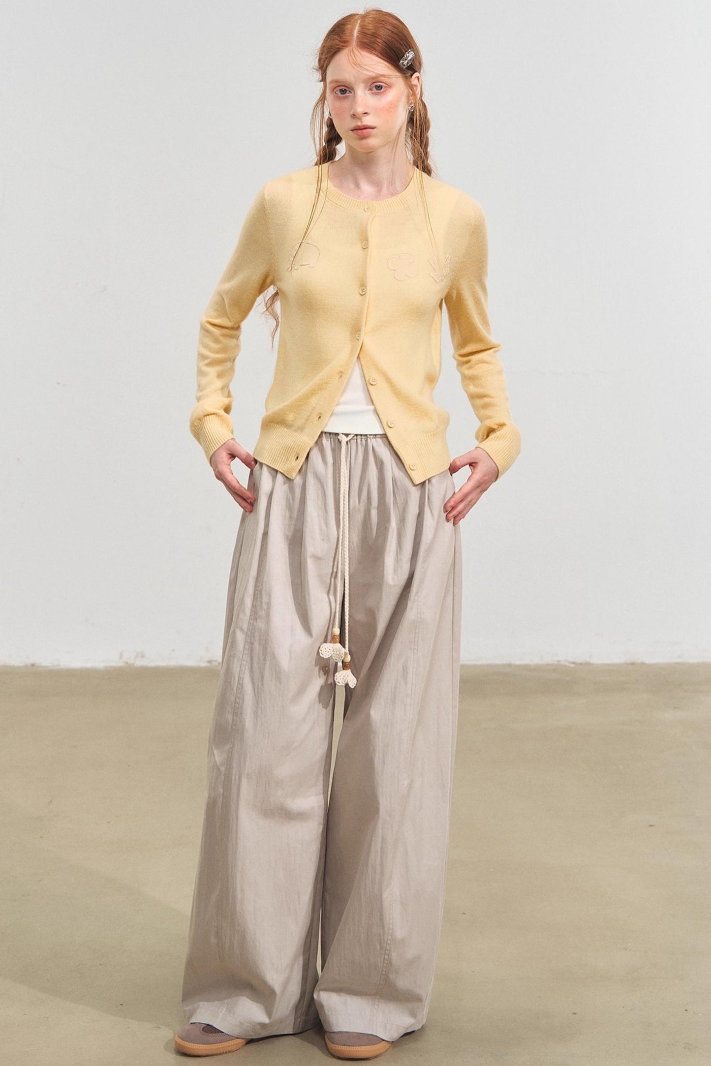 Wide-Leg Scimitar Pants