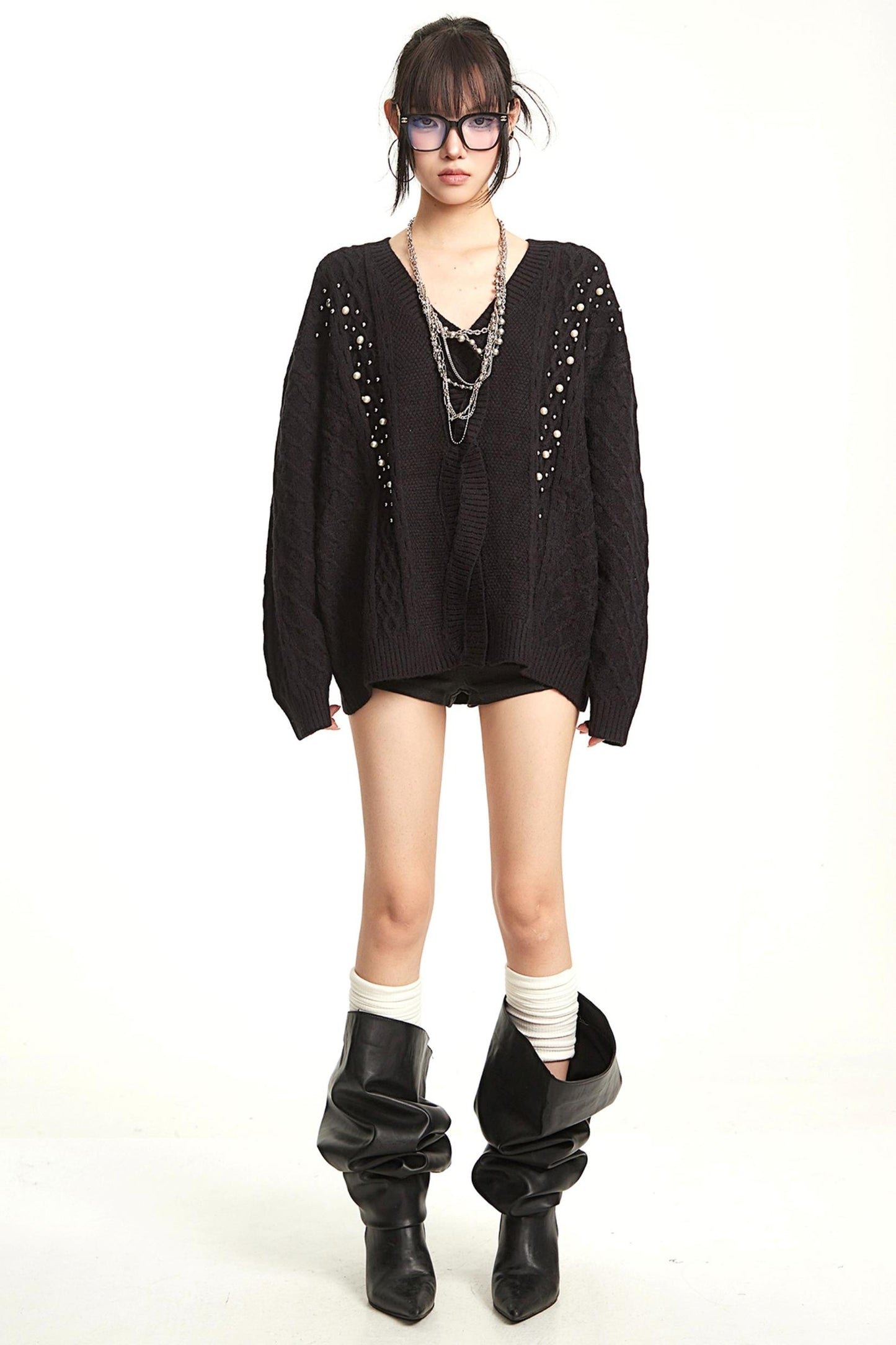 Vintage Gray V-Neck Top