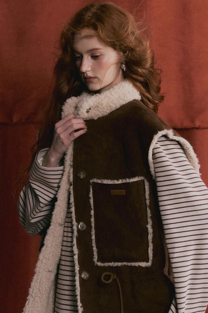 Reversible Fur Suede Vest Jacket