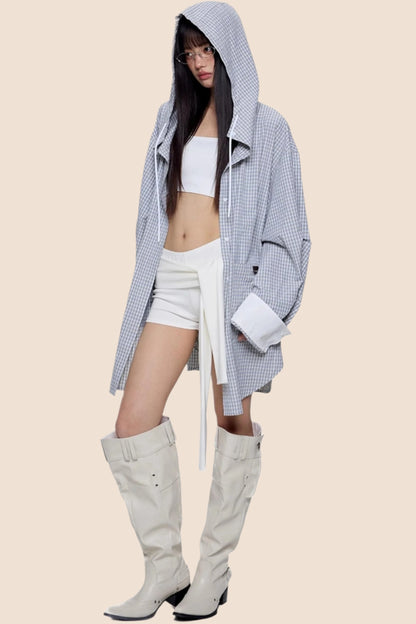 Plaid Hooded Casual Jacket