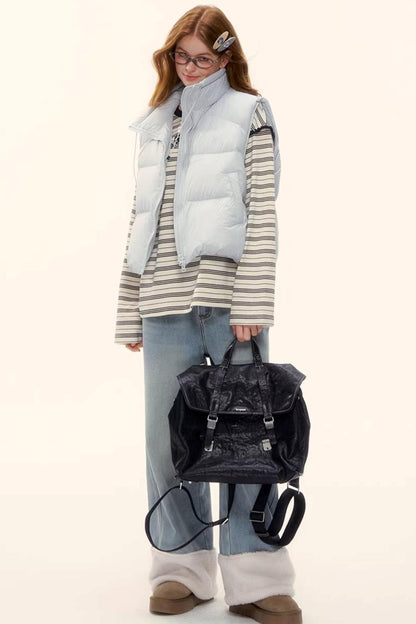 Fleece-Lined Wool Spliced Jeans