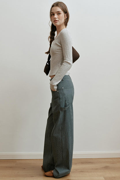 High-Waisted Embroidered Pants