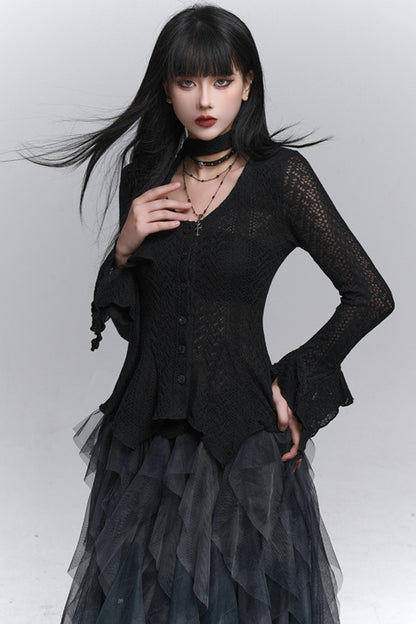 Gray Knitted Slim Top