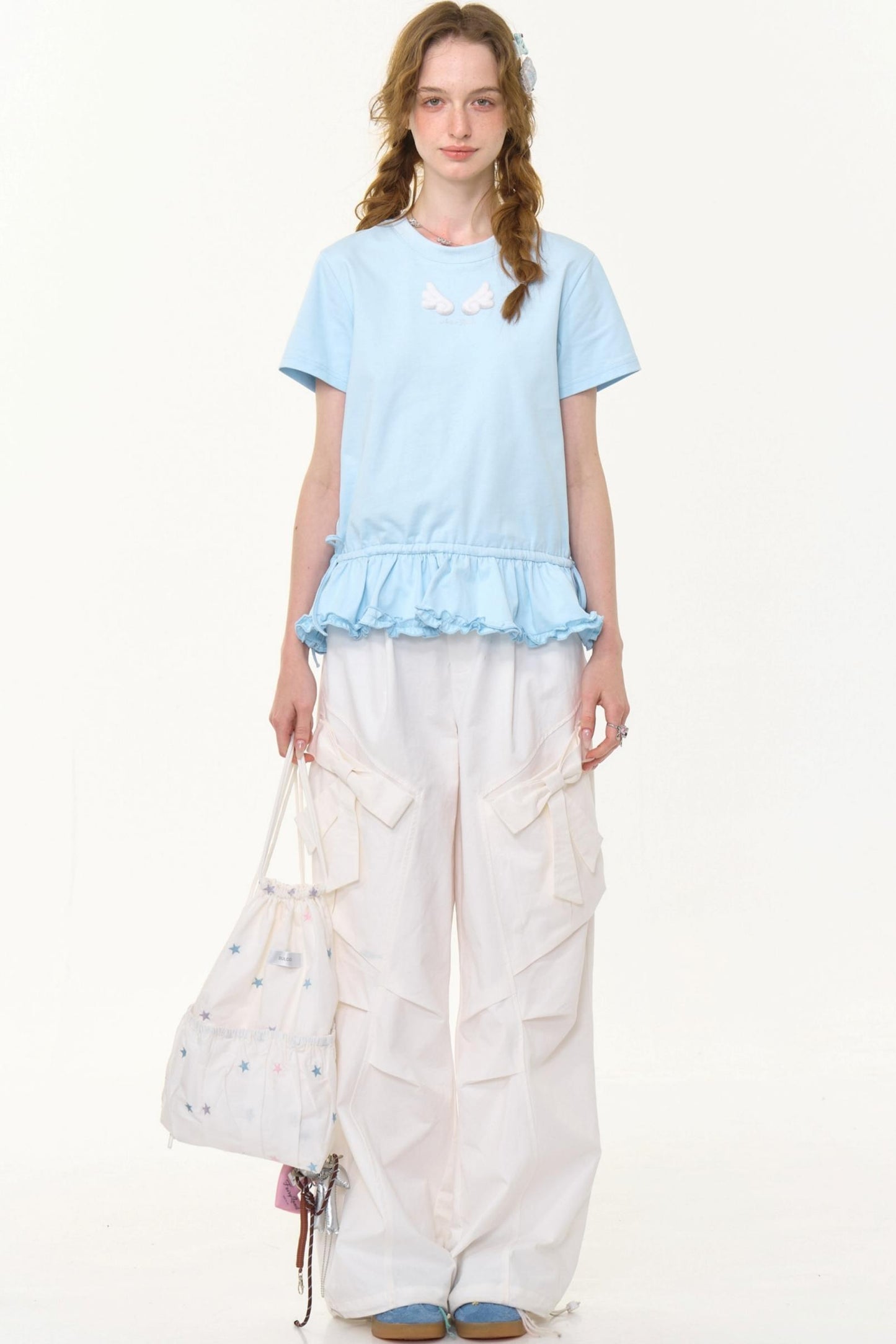 Retro White High-Waist Wide-Leg Pants