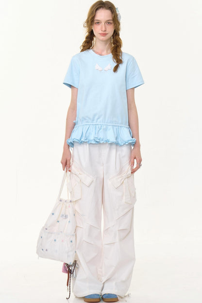 Retro White High-Waist Wide-Leg Pants