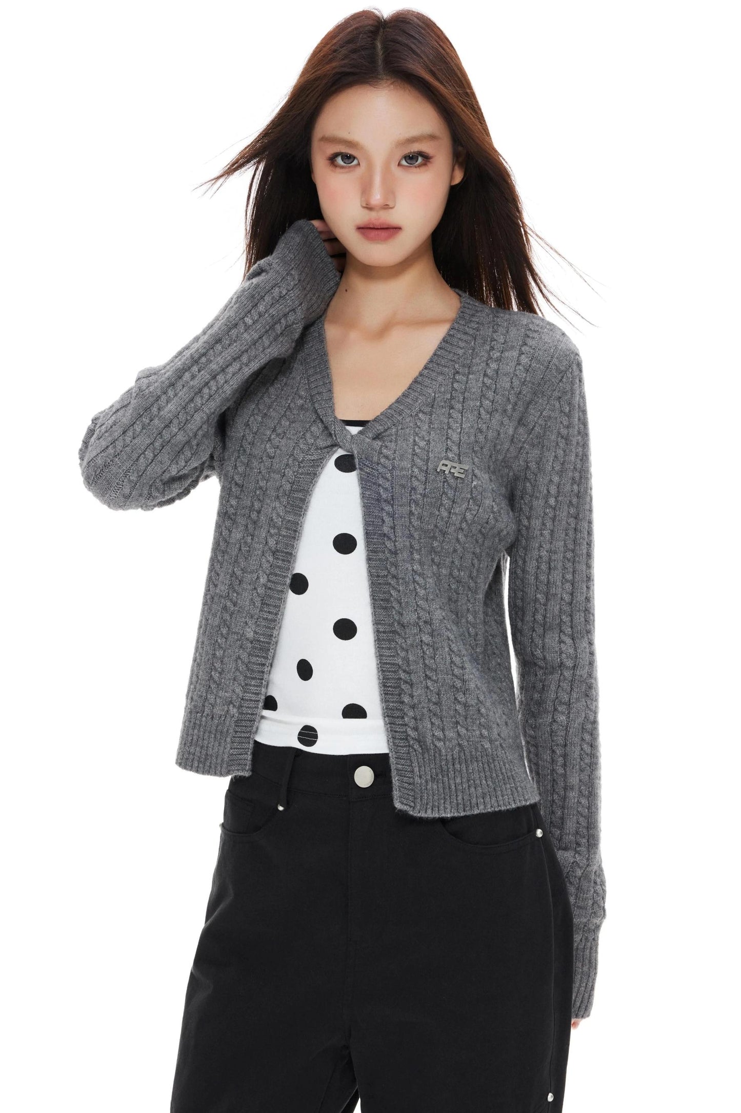 Twist Gray Womens Cardigan