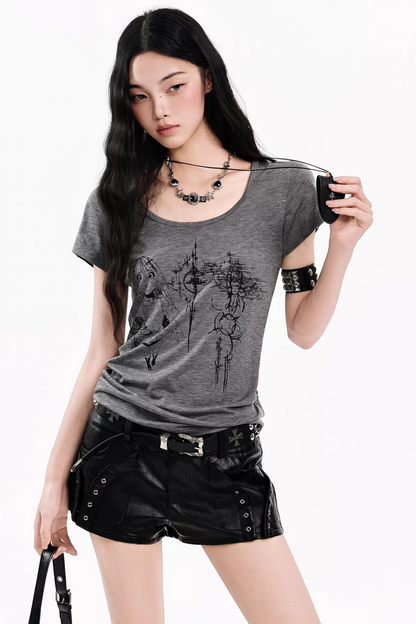 Dunkelgraues Buchstaben-Oberteil