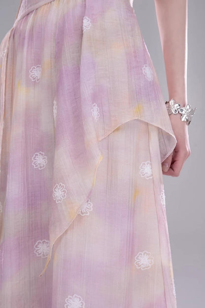 Purple Floral Sleeveless Dress