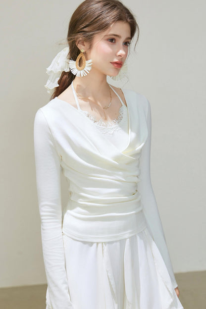 White Wool Blend Top