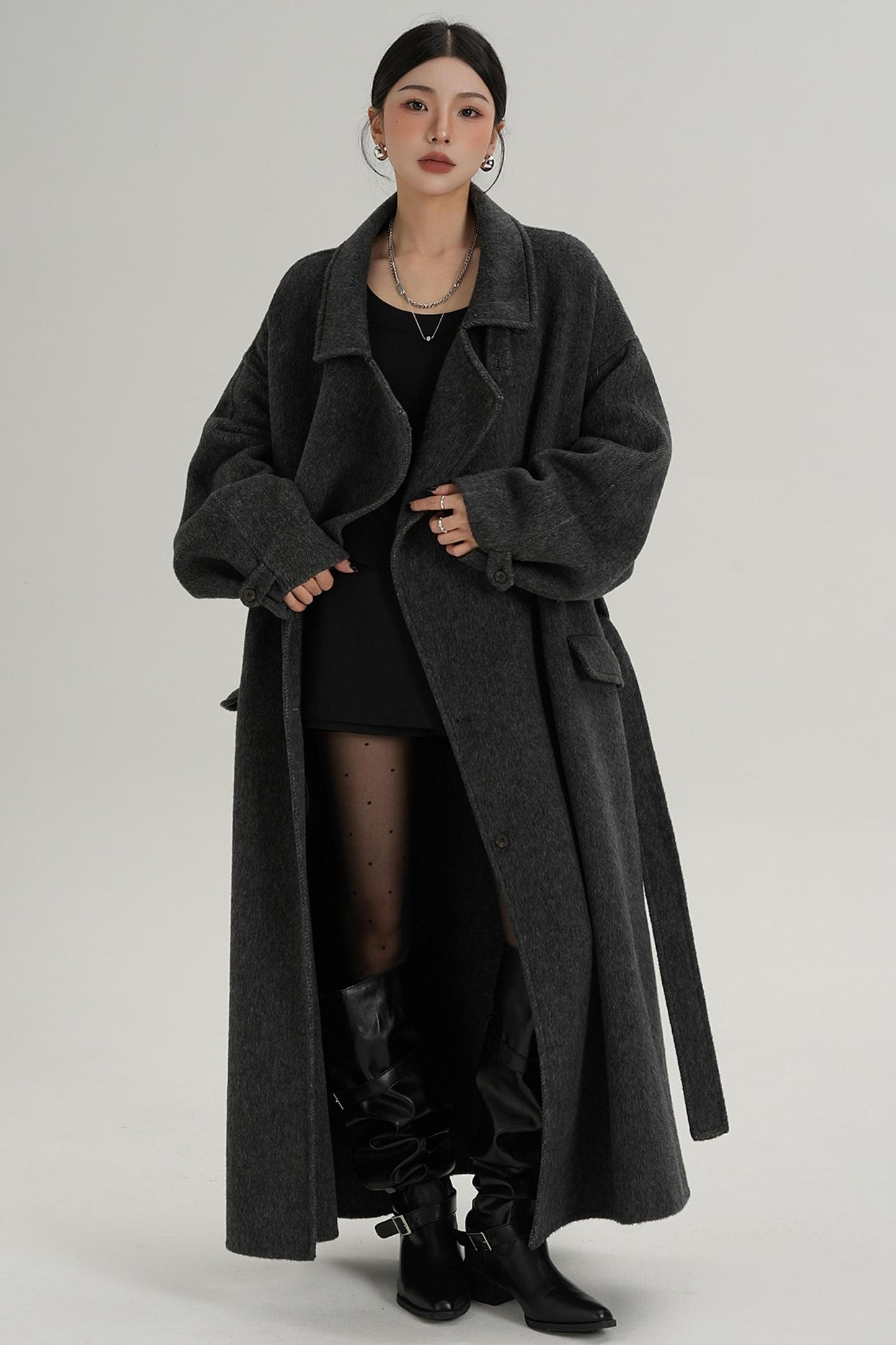 Woolen Silhouette Long Coat