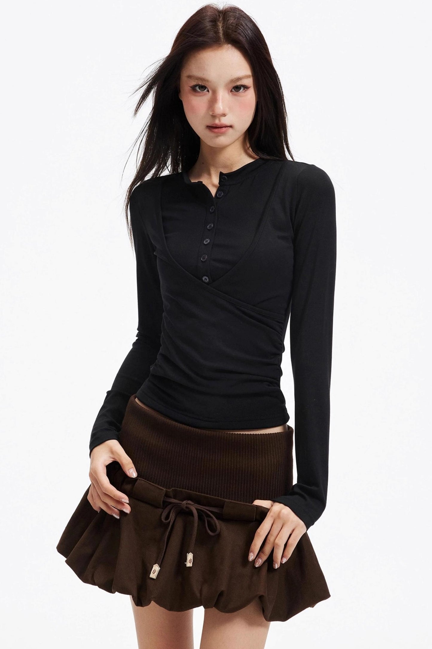 Pleated Lyocell Knitted Top