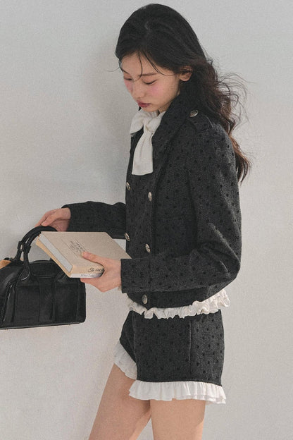 Ruffled Lace Bow Top