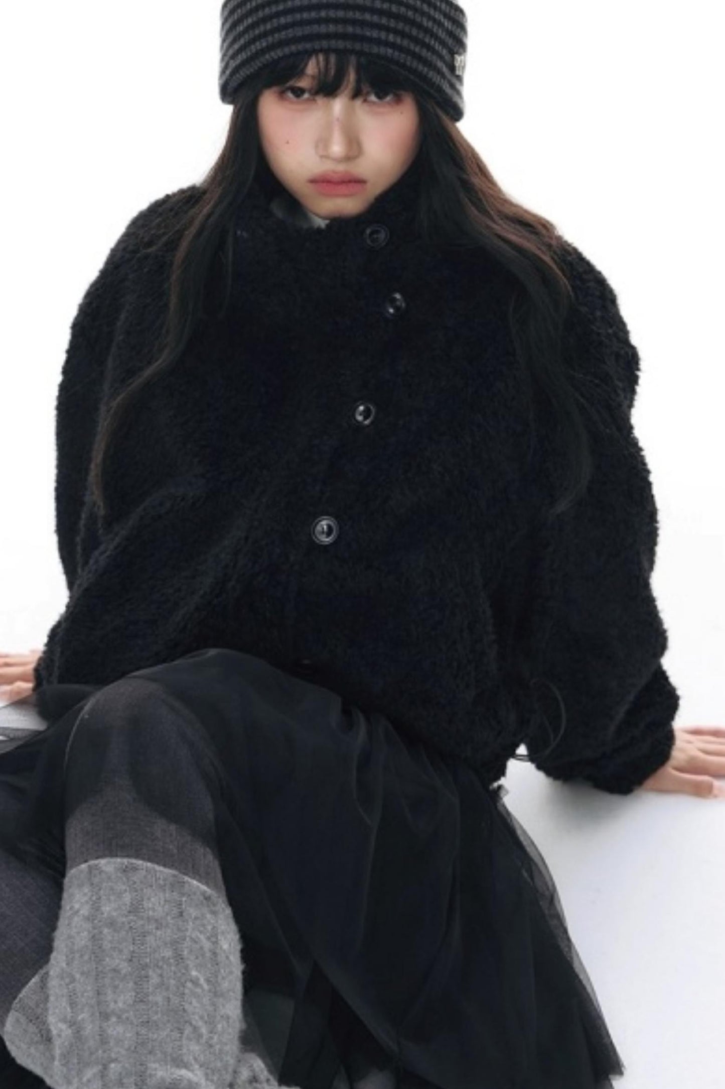 Polka Dot Woolen Reversible Jacket