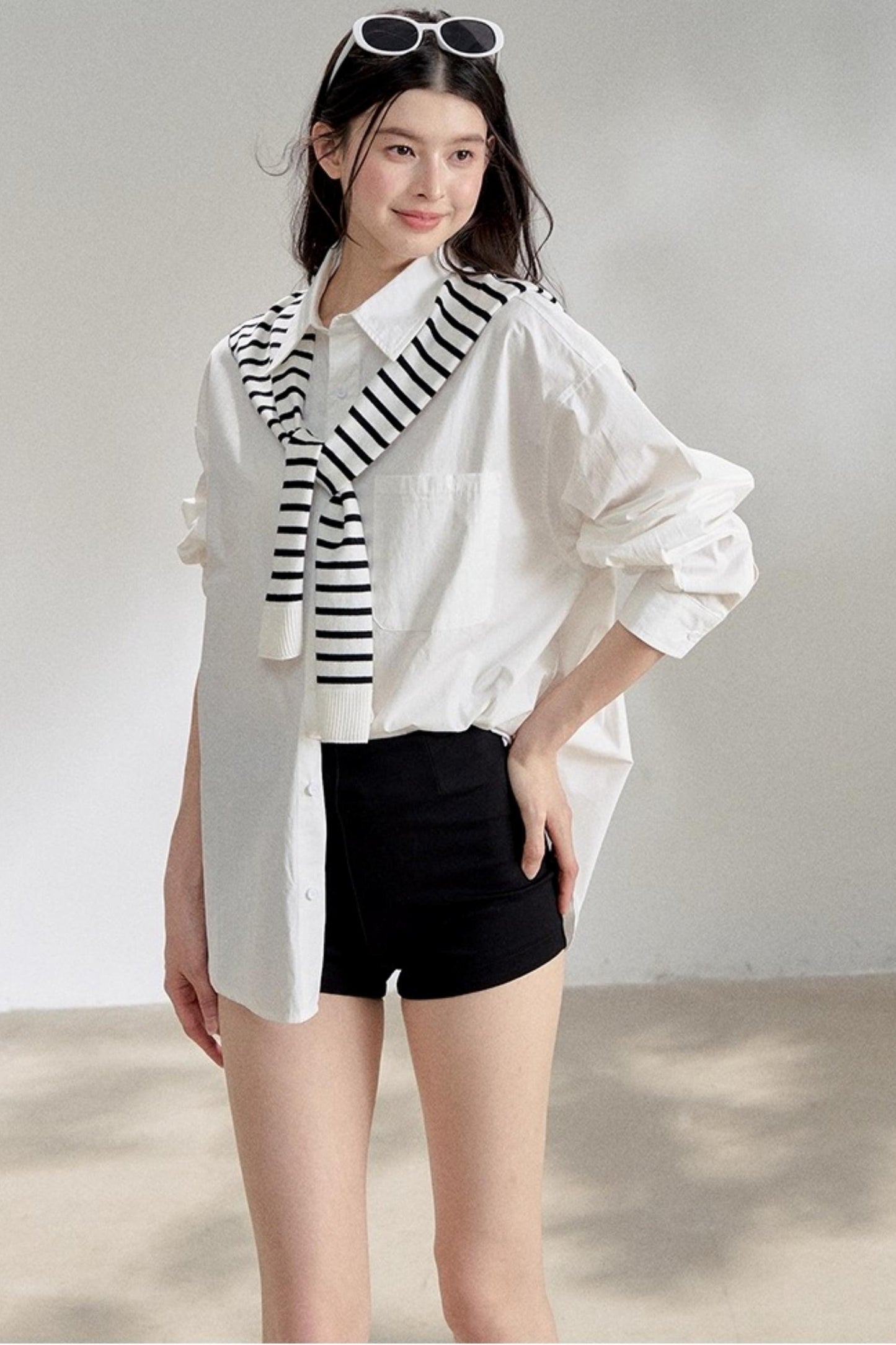 White Striped Oversize Shirt