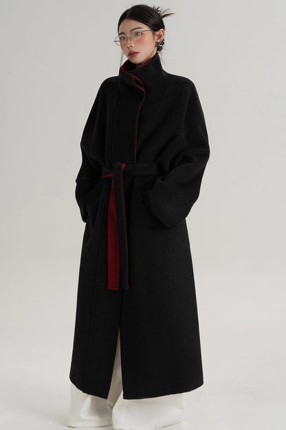 Casual Double-Sided High Neck Wool Coat