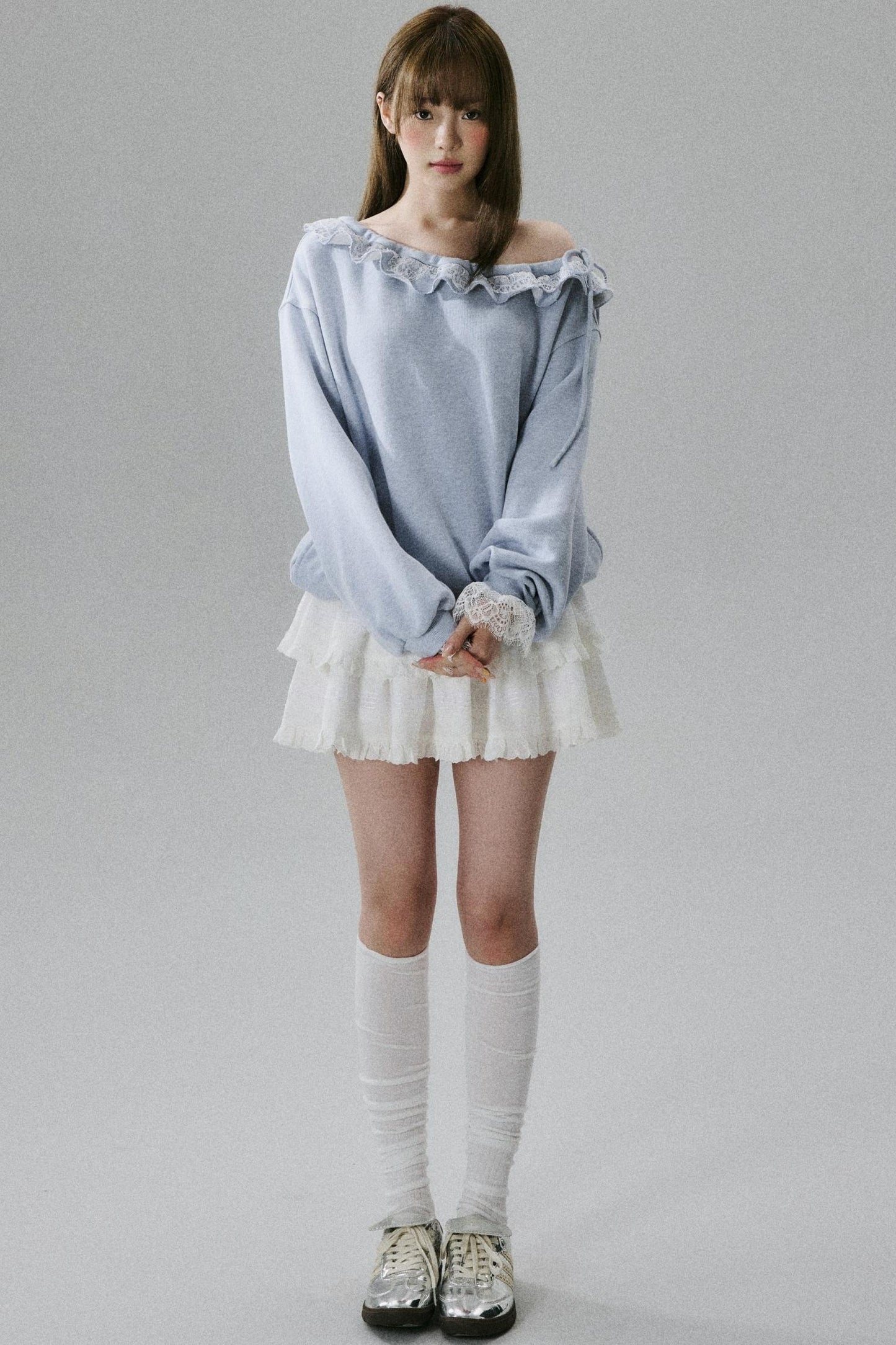 Lace-Trimmed Sweatshirt