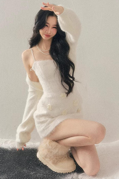 Three-Dimensional Floral Winter Dress