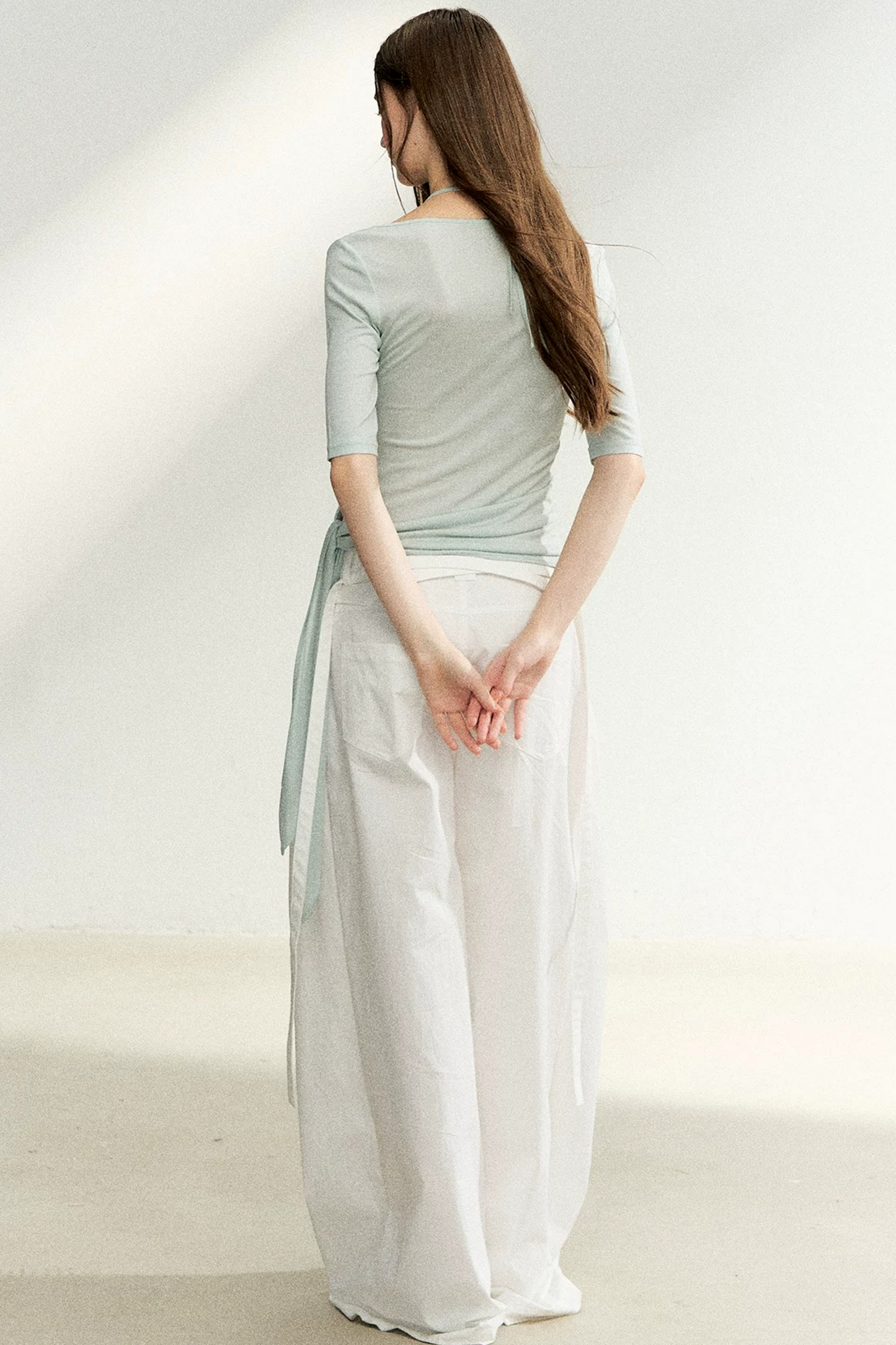 Double-Layer Tie-Waist Top