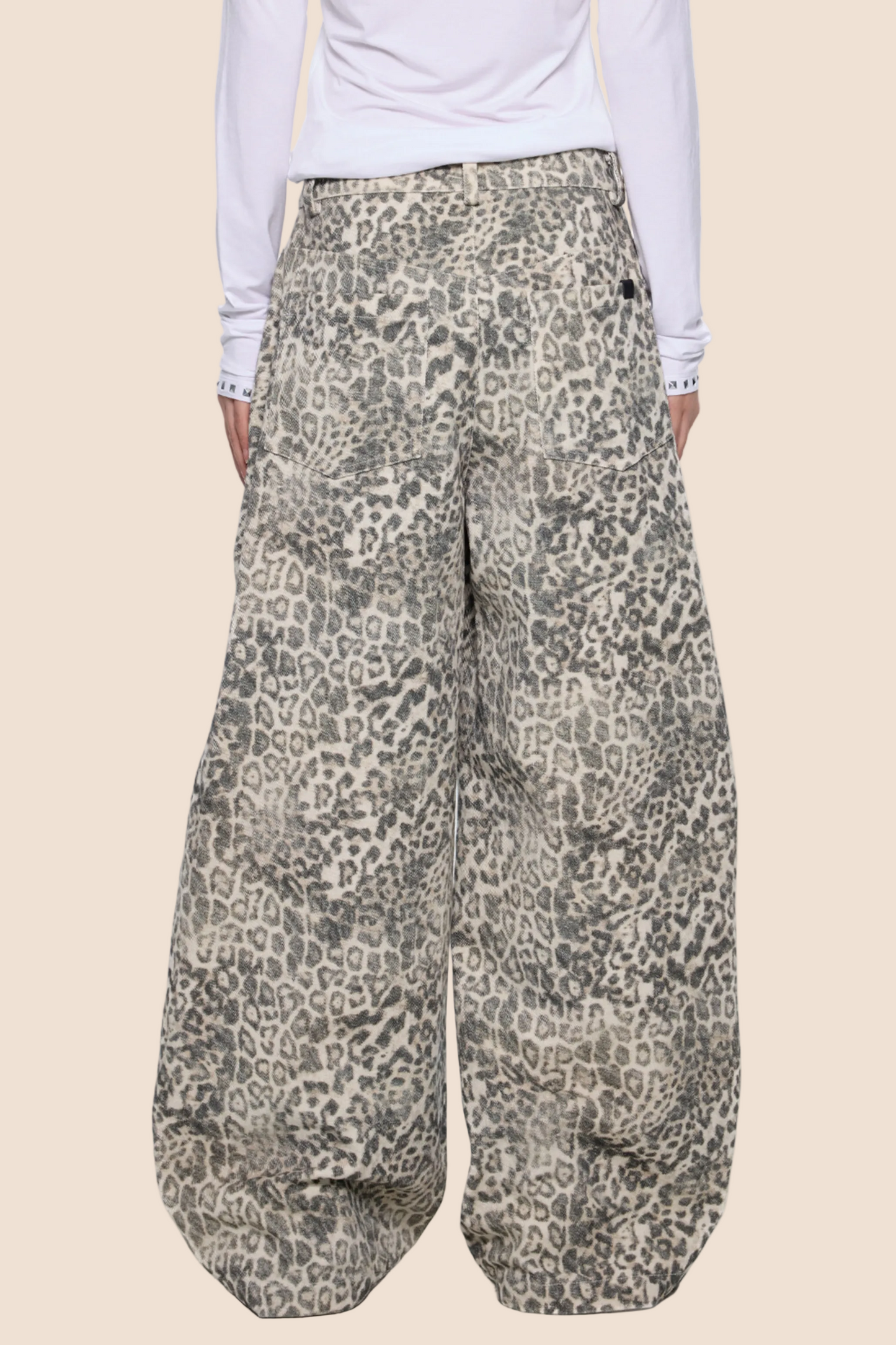 Leopard Print Retro Wide-Leg Jeans