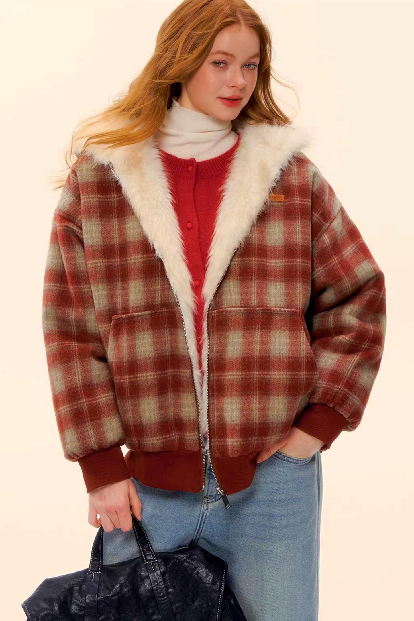 First Snow Plaid Reversible Coat