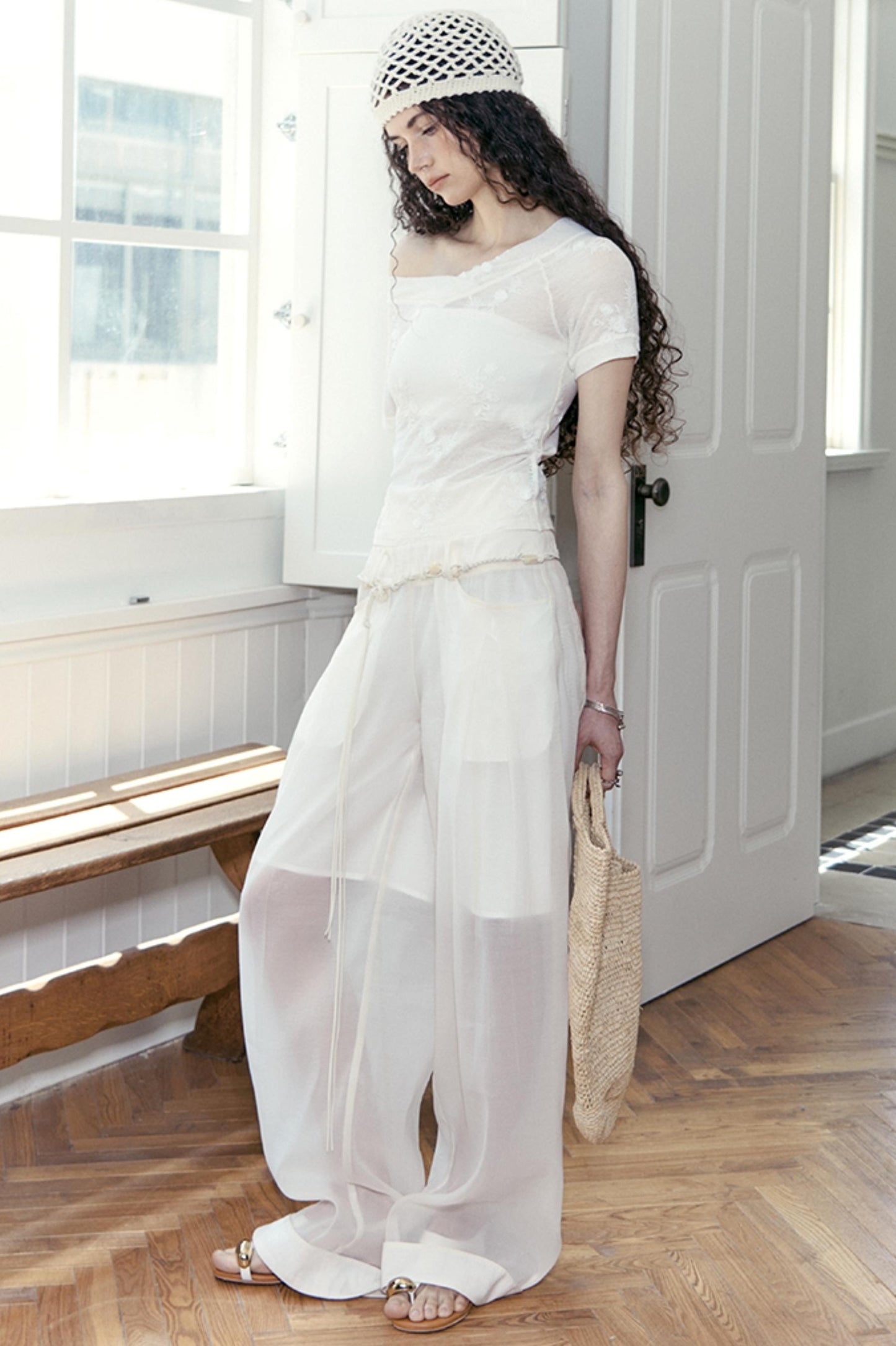 Handmade Beaded Wide Leg Pants