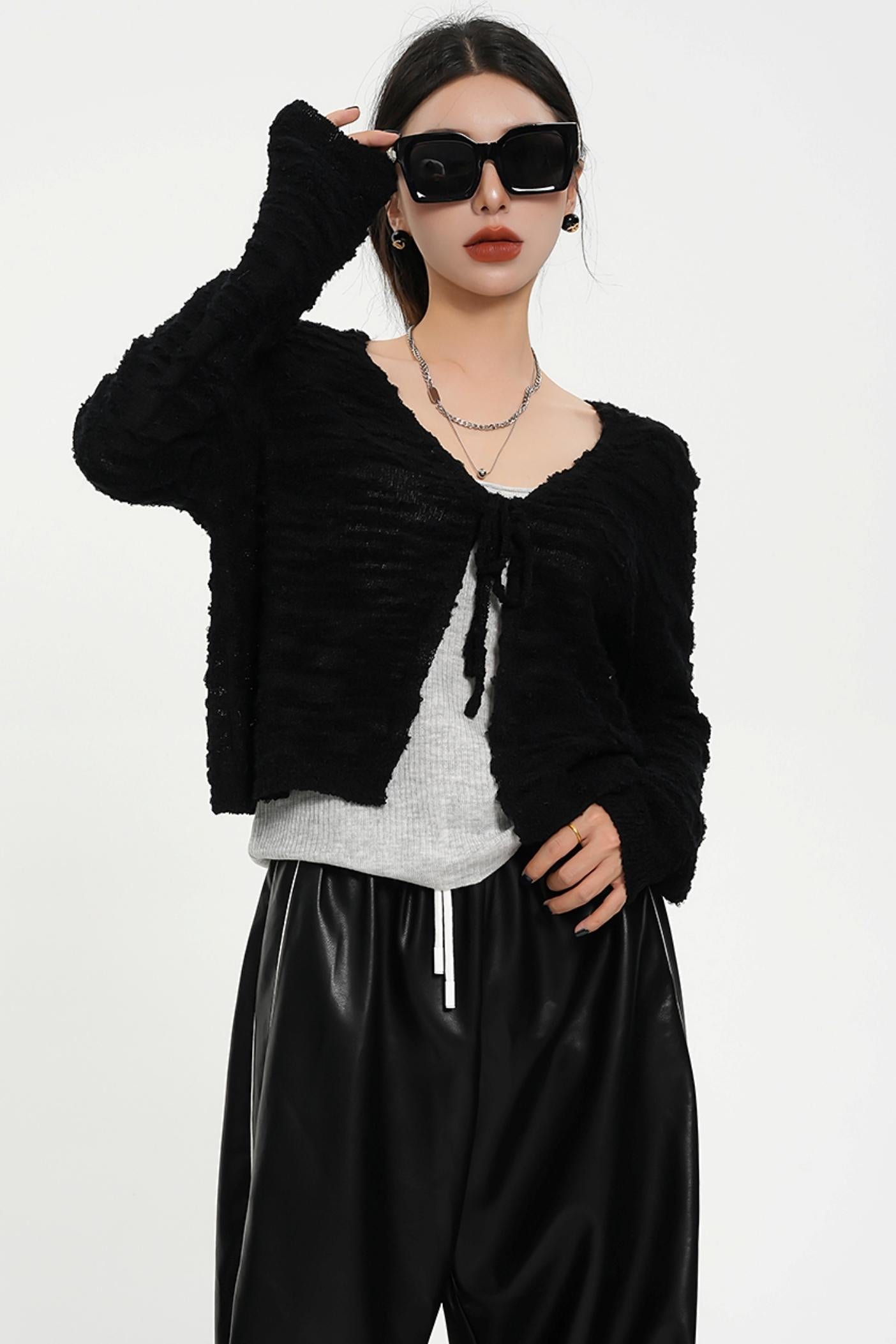 Niche Cropped Knit Cardigan