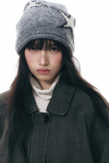 Star Brushed Turtleneck Long-Sleeved Top