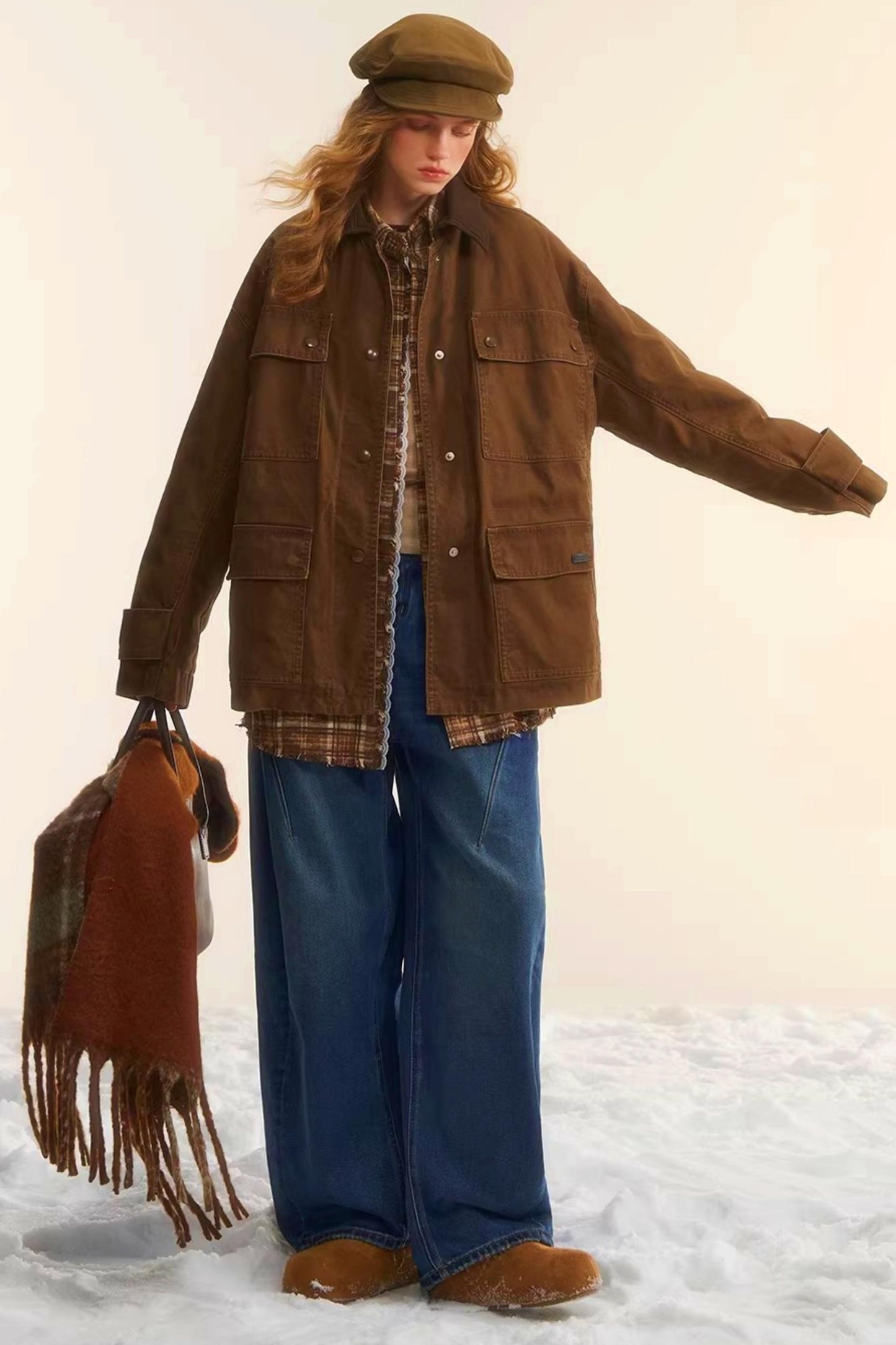 Brushed Distressed Retro Jeans