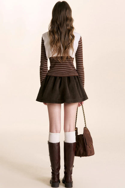 Fragrant Chocolate Wool A-Line Skirt
