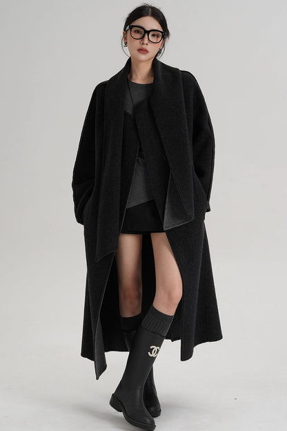 Reversible Two-Tone Scarf Wool Coat