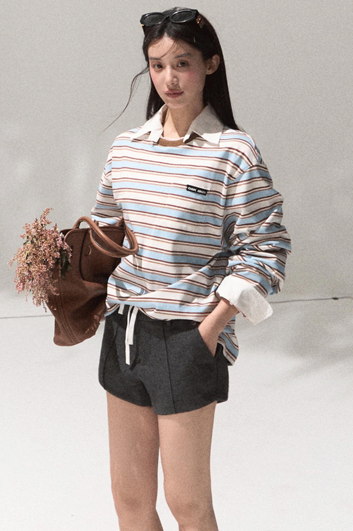 Contrasting Striped Cotton Top