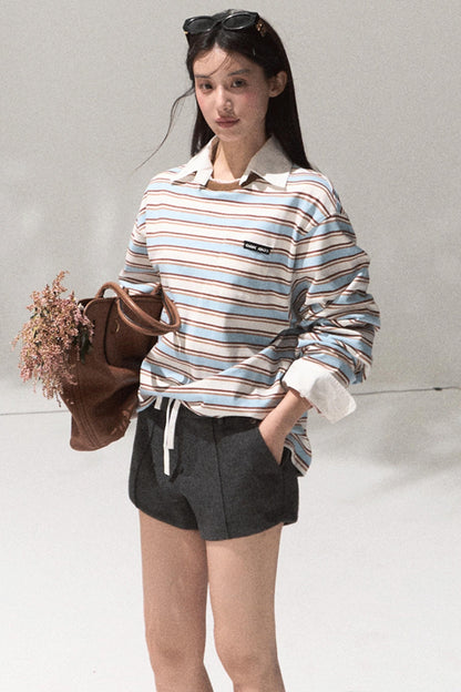 Contrasting Striped Cotton Top