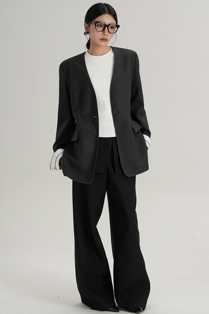 High-End Belted Long Sleeve Blazer