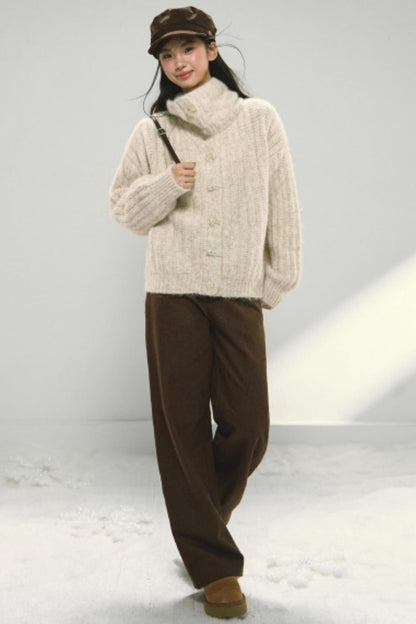 Melard Brown Jacquard Wide-Leg Pants