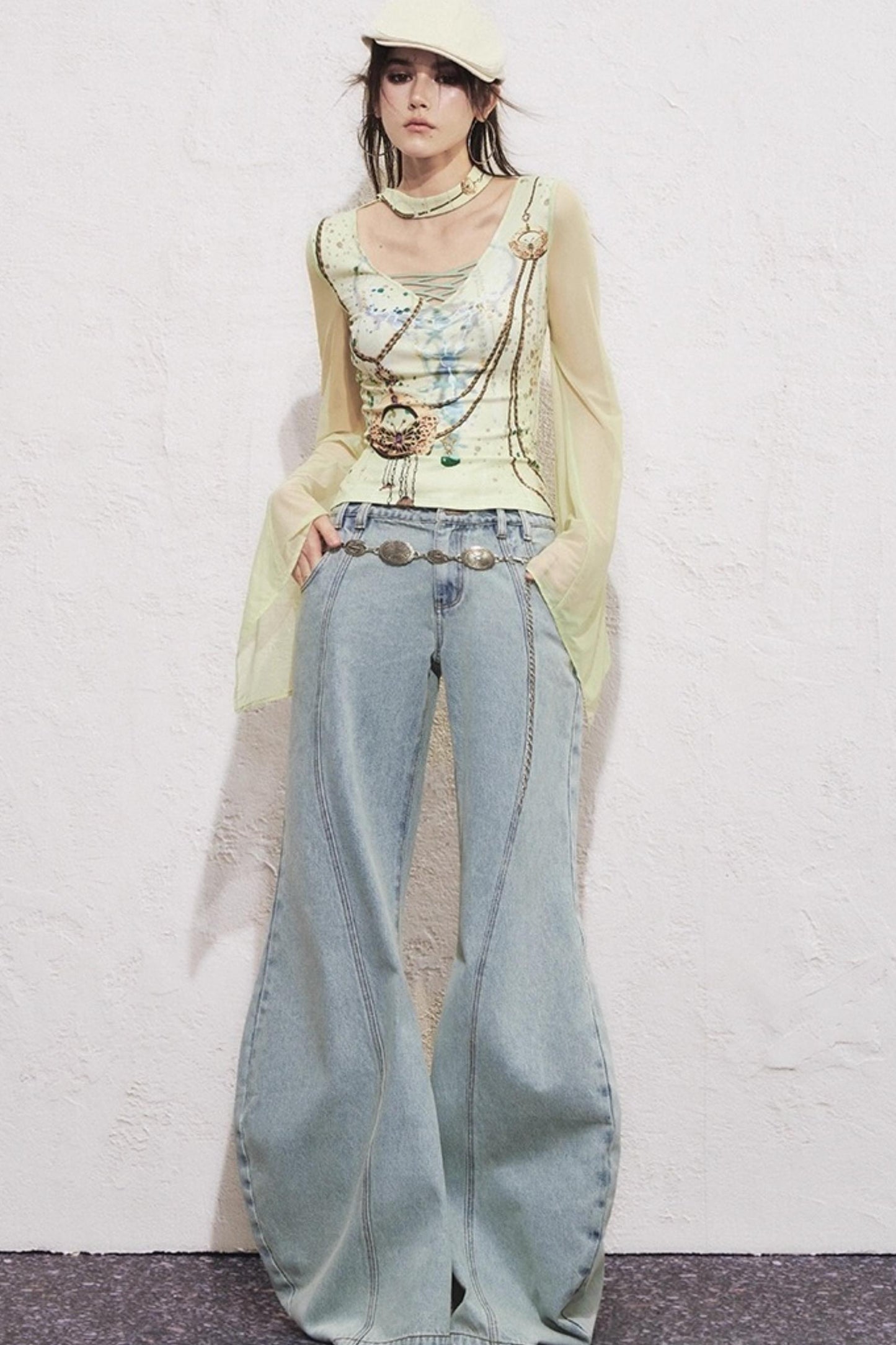 Split Sickle Pocket Heavy Jeans