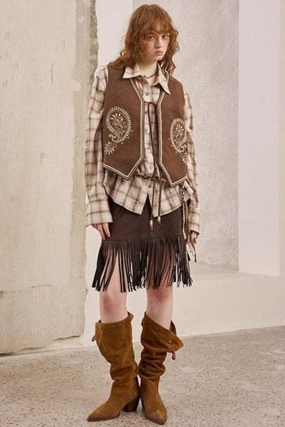 Vintage Distressed Plaid Shirt