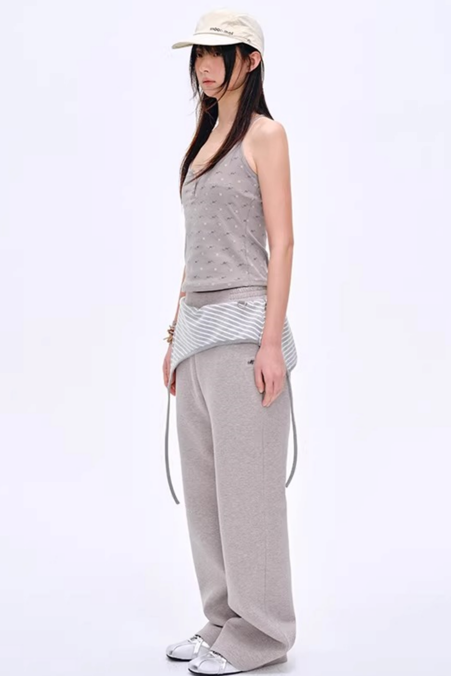 Color-Blocked Cotton Striped Pants