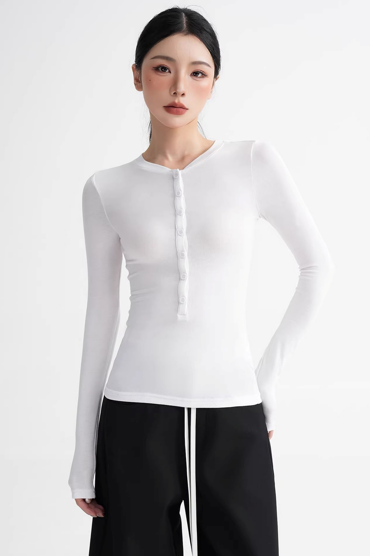 Wool Lyocell Henley Top