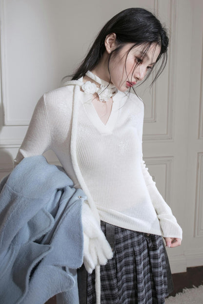 Wool Sequin Embroidered Top