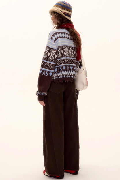 Fair Isle Knit Cardigan Set-Up