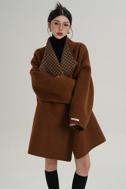 Lace-Up Reversible Wool Coat