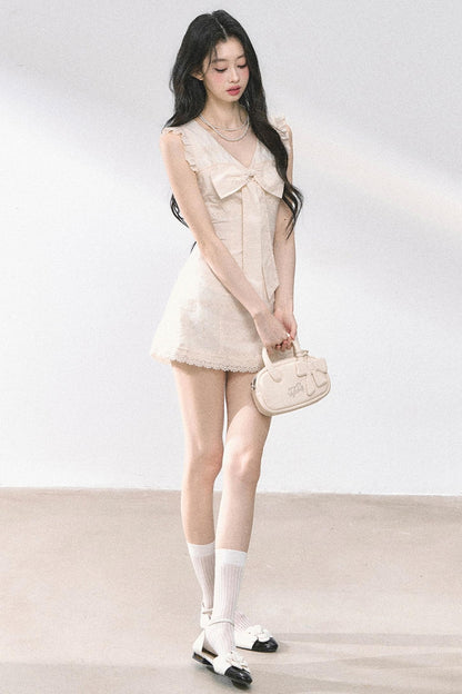 Summer Lace V-Neck Mini Dress