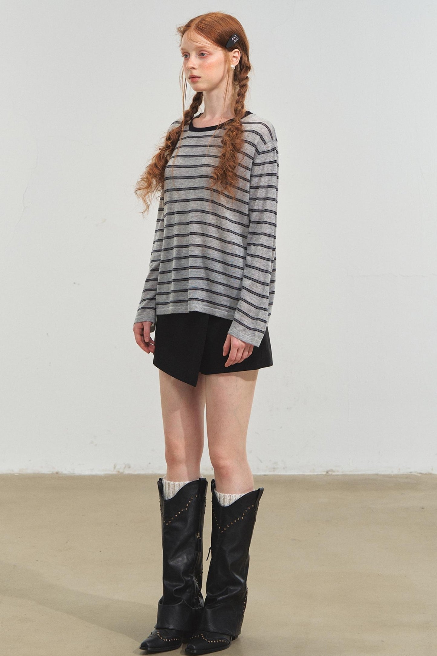 Vintage Striped Gray Knit Top