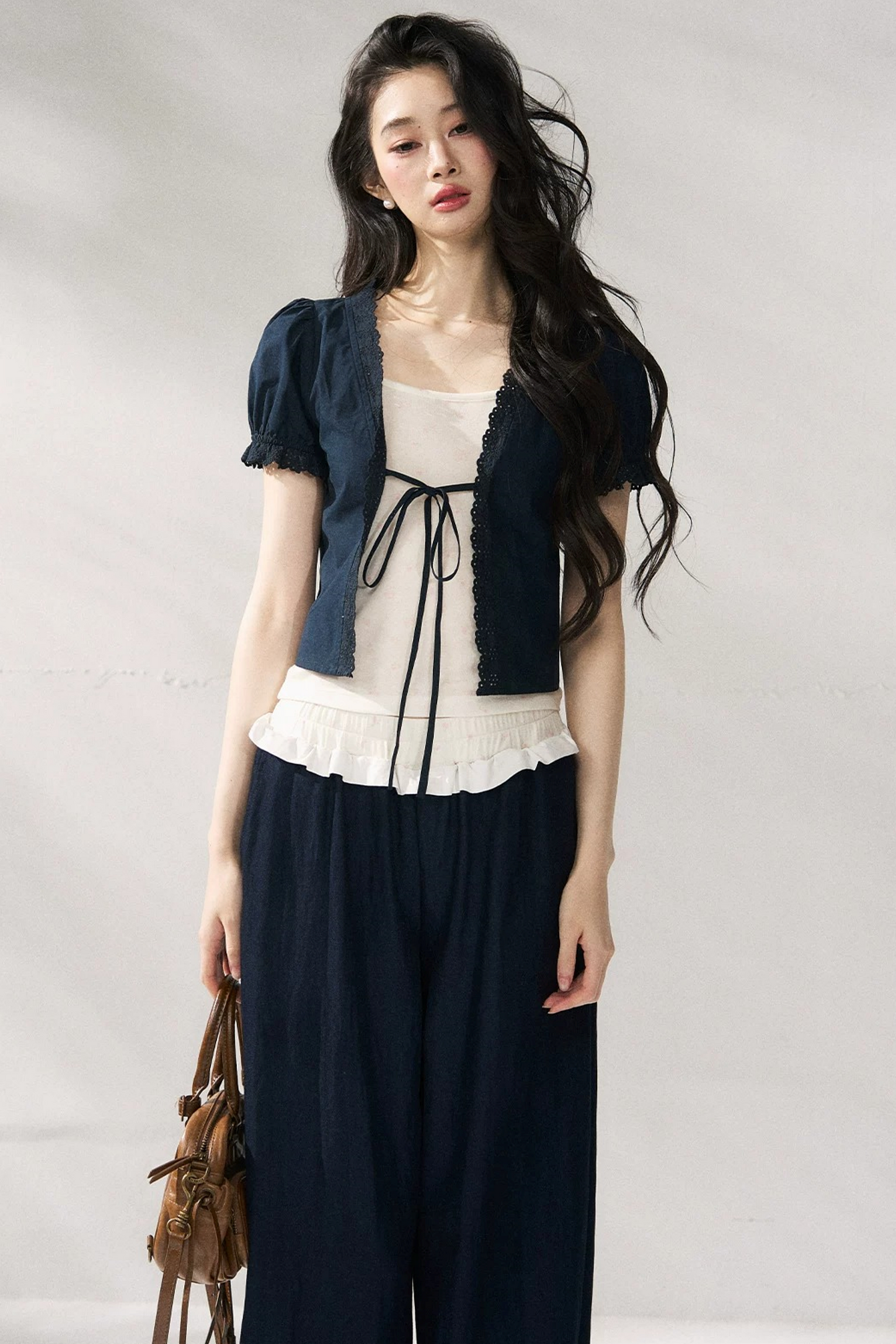 Floral Lace Suspender Cardigan Set-Up