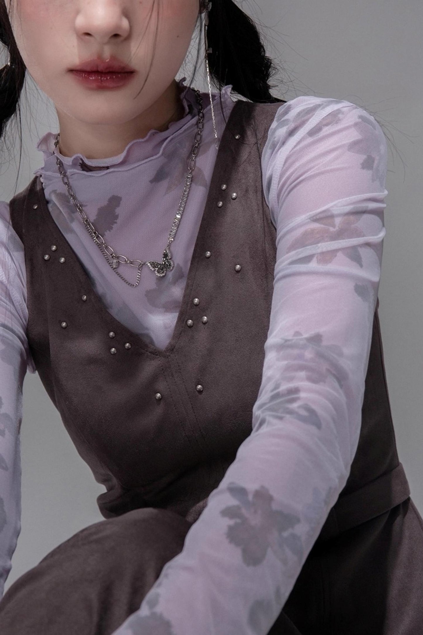 Purple Mesh Base Layer Top Set