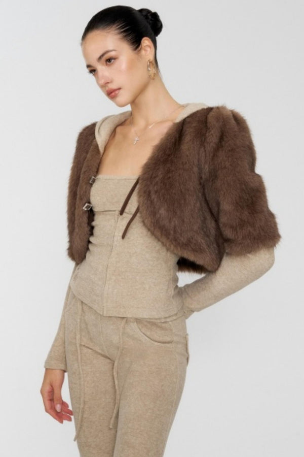 Temperament Shoulder Autumn Fur Jacket